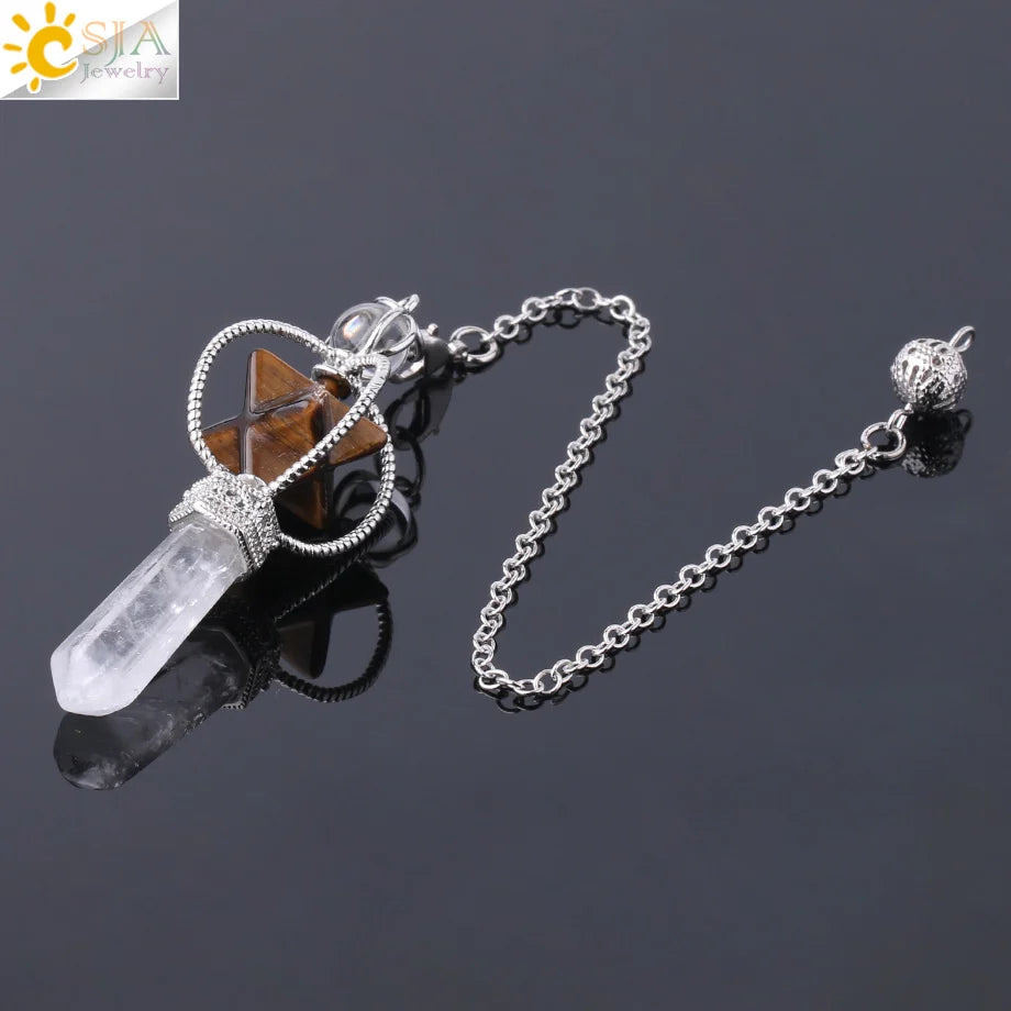 Rotatable Merkaba Dowsing Pendulum Quartz Natural Stone Crystal  Reiki