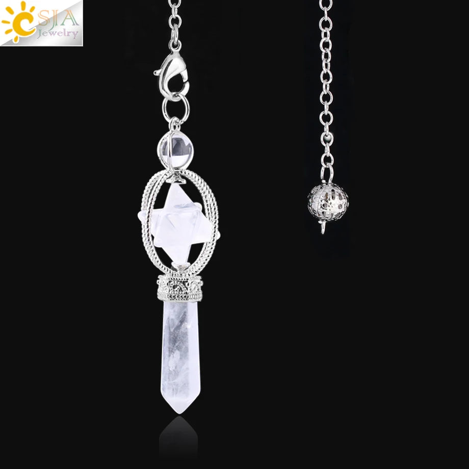 Rotatable Merkaba Dowsing Pendulum Quartz Natural Stone Crystal  Reiki