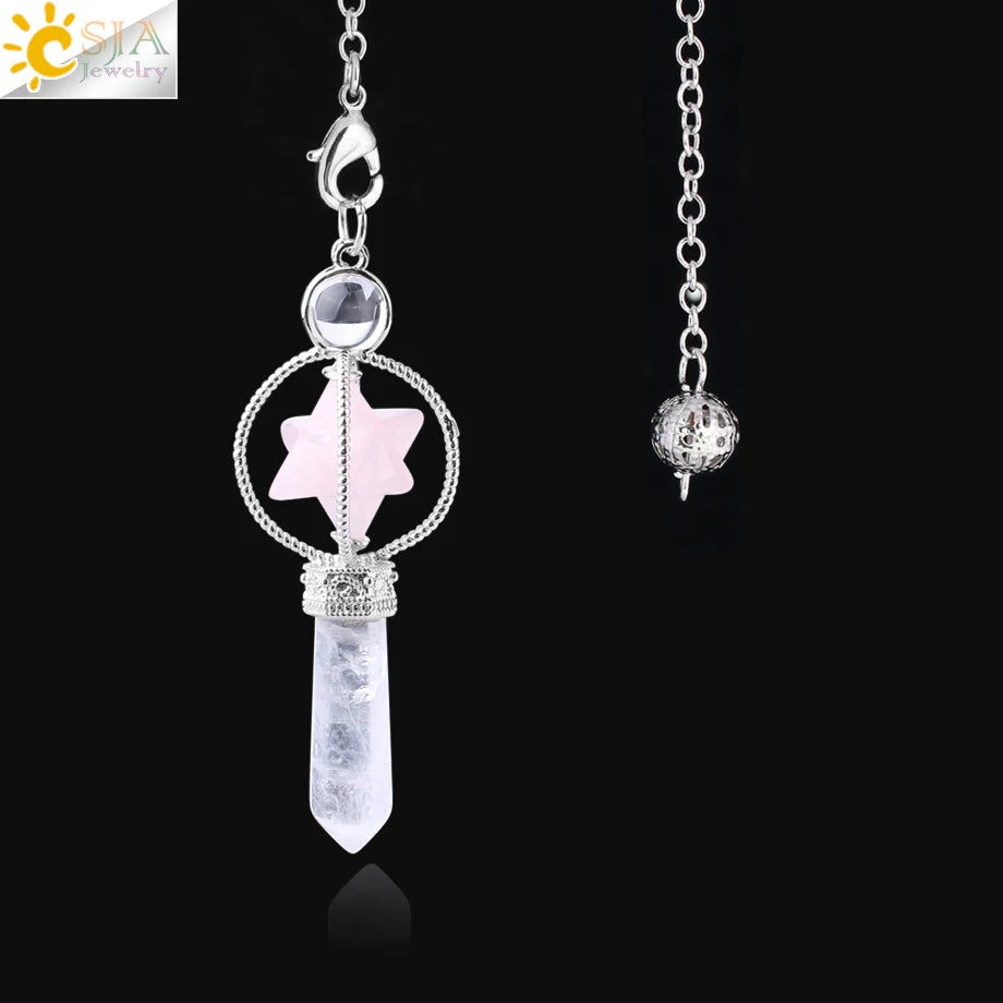 Rotatable Merkaba Dowsing Pendulum Quartz Natural Stone Crystal  Reiki