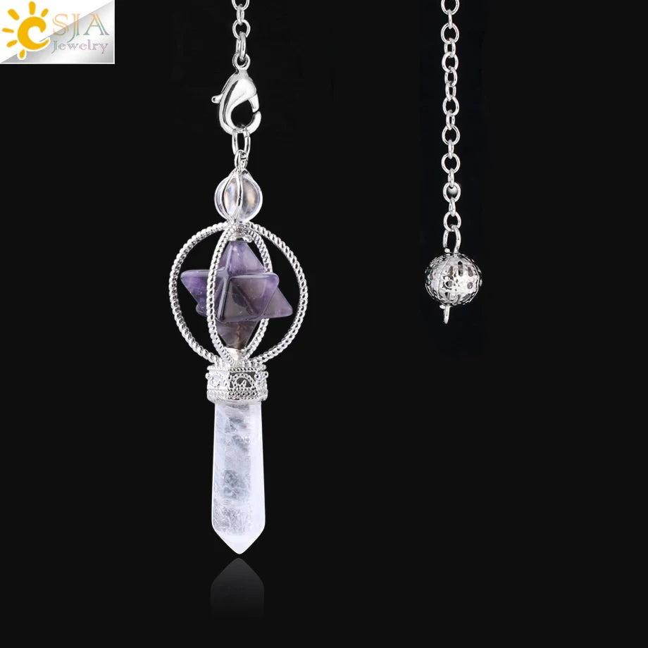 Rotatable Merkaba Dowsing Pendulum Quartz Natural Stone Crystal  Reiki