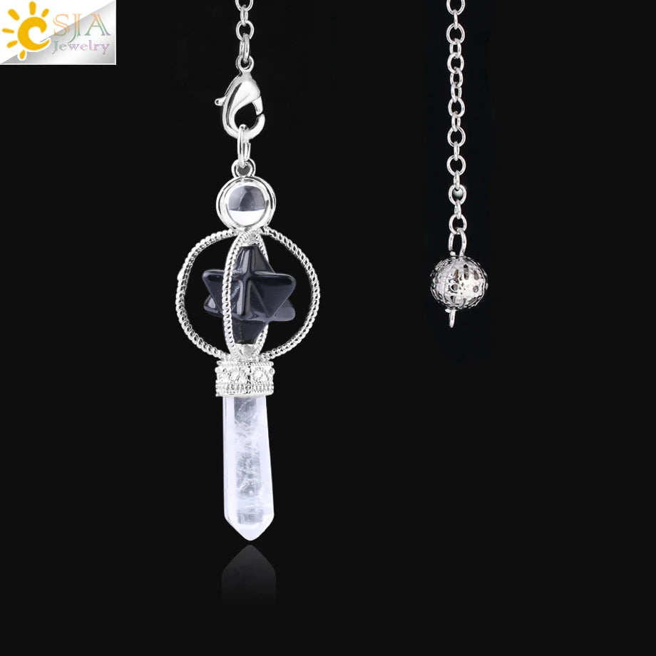 Rotatable Merkaba Dowsing Pendulum Quartz Natural Stone Crystal  Reiki