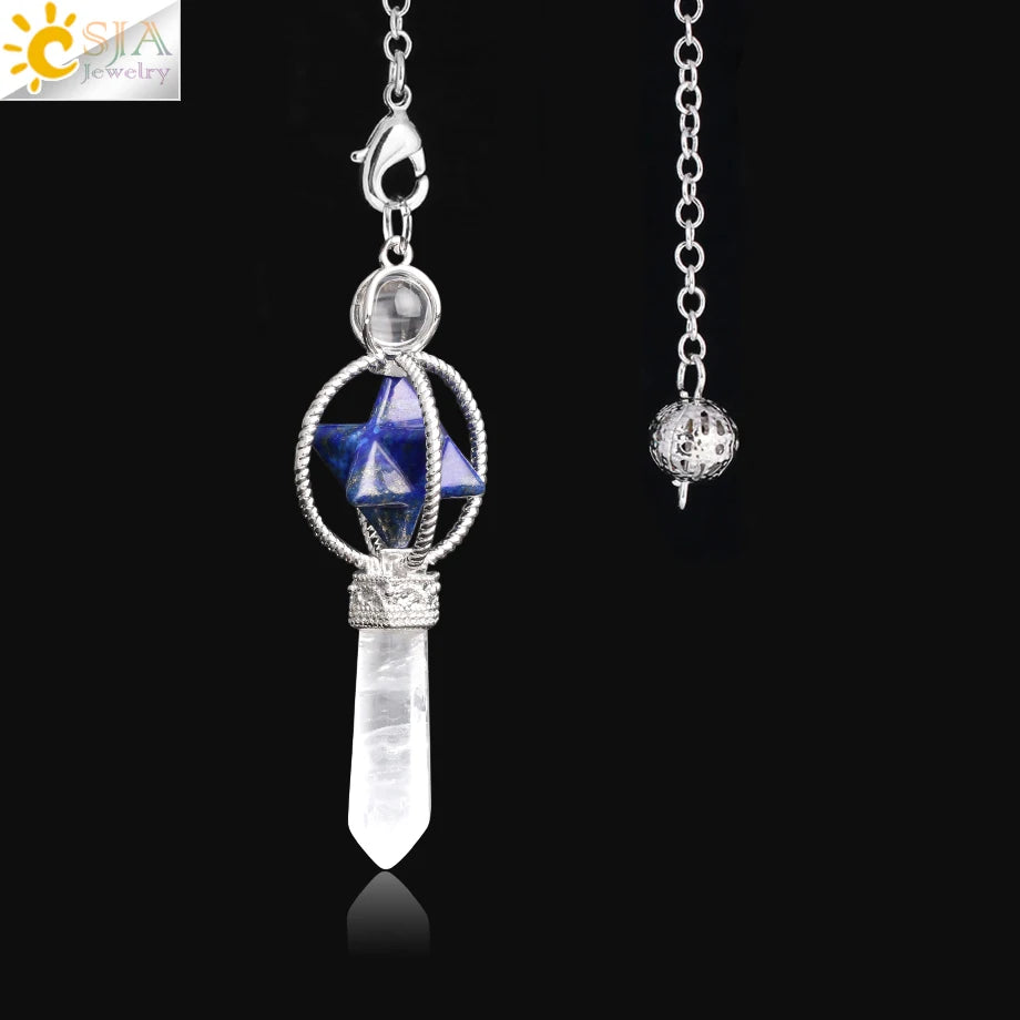 Rotatable Merkaba Dowsing Pendulum Quartz Natural Stone Crystal  Reiki