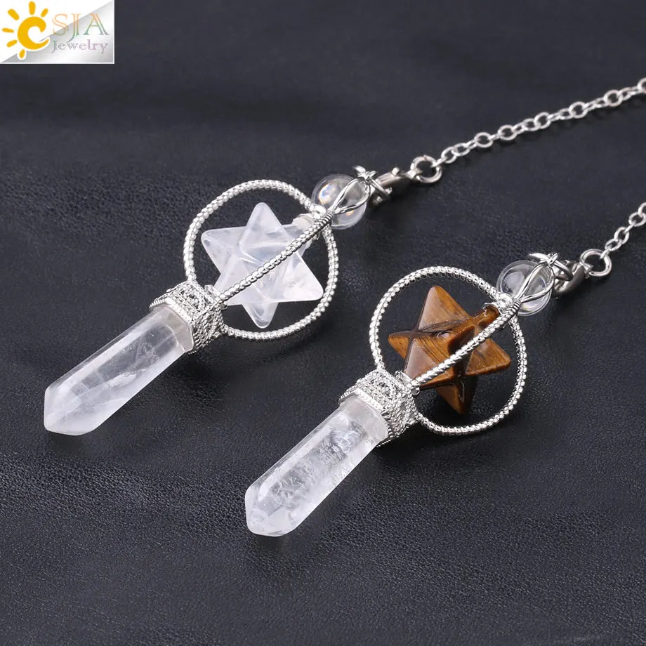 Rotatable Merkaba Dowsing Pendulum Quartz Natural Stone Crystal  Reiki