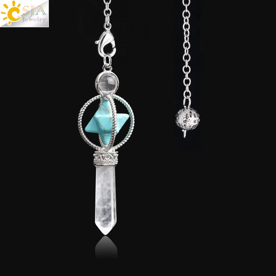 Rotatable Merkaba Dowsing Pendulum Quartz Natural Stone Crystal  Reiki