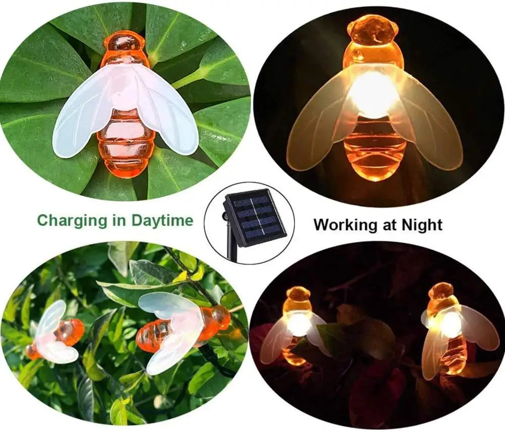Holiday Light  Christmas Tree Decoration Outdoor Garland Solar Lamp Bee20/30/50led 8Mode For Wedding Party Garden Balcony Fairy