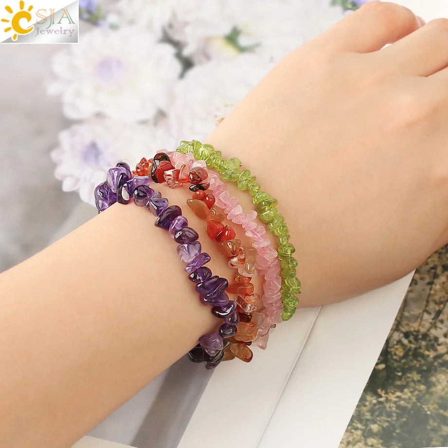 Irregular Chips Natural Stone Bracelet Asymmetry Beads Crystal Quartz