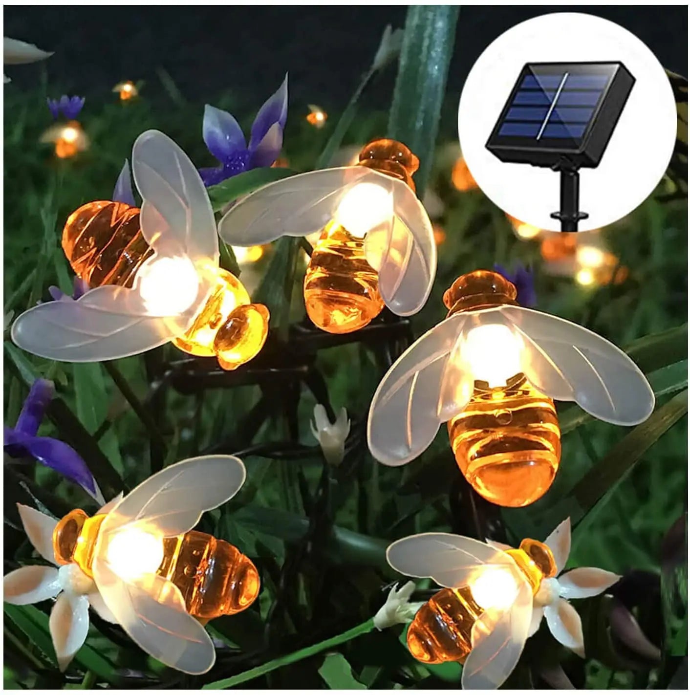 Holiday Light  Christmas Tree Decoration Outdoor Garland Solar Lamp Bee20/30/50led 8Mode For Wedding Party Garden Balcony Fairy